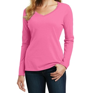 Chemises à manches longues pour femmes, col en V, couleur unie, haut décontracté, coupe classique, logo personnalisé OEM ODM, chemise à manches longues pour femmes - Product Image 6