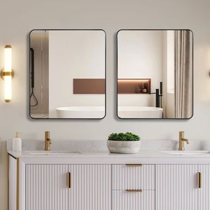Specchio da parete rettangolare per bagno, nero, 30x36 pollici - Product Image 3