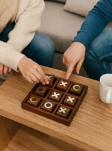 Wooden Tic Tac Toe Game Classic Strategy Educational Family <b>Activity</b> Gift Set for Kids Adults - Product Image 3
