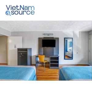 Aménagement Compact Motel 6 Bedroom-Mobilier d'hôtel en MDF léger avec revêtement LPL en grain de bois-Choix rentable du Vietnam - Product Image 2