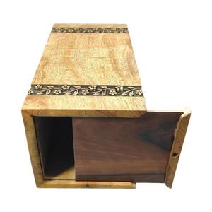 Hot <b>Sale</b> Human Skull Engraved Mango <b>Wood</b> Cremation Urn Personalized Wooden Urn Box for Human, Pet Funeral with Floral Border - Product Image 5