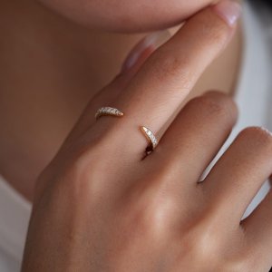 round lab diamond <b>open</b> half eternity <b>ring</b> with pave band <b>ring</b> Bypass Style Pave Diamond Fashion <b>Ring</b> for Boutique Buyers - Product Image 5