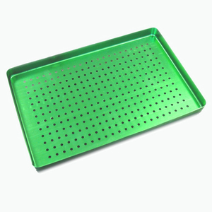 Plateau à instruments dentaires en aluminium perforé 280x180mm autoclavable - Plateaux à instruments autoclavables en aluminium doré de qualité supérieure - Product Image 4