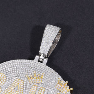 Colgante Hip Hop Frailin Jaden con Incrustaciones de Cristal, Chapado en Plata, Aleación, Amuleto Temático para Hombre, Regalo - Product Image 3