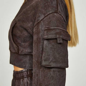 Conjunto de 2 Piezas de Ropa Urbana para Mujer, Estilo Invernal, Hombros Caídos, Transpirable, Pantalones para Otoño, Logotipo Personalizado, 100% Algodón Felpa - Product Image 6