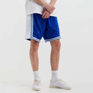<b>Men</b> Blue White Contrast Binding Swim <b>Trunks</b> Regular Fit Woven Breathable Shorts Solid Color Side Stripe Design - Product Image 3