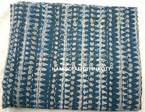 Beautiful New Floral Print Indian Kantha <b>Quilt</b> Handmade 100% Cotton Hand Block Print 300TC Disposable 5-Piece Bedroom Halloween - Product Image 5