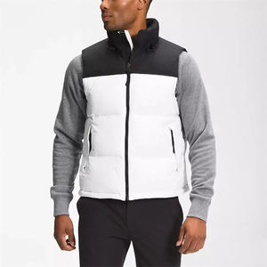 Gilet matelassé d'hiver sans manches pour homme, col montant zippé, couleur unie avec empiècements, manches matelassées chaudes, longueur standard - Product Image 1
