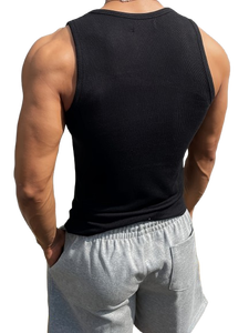 Camiseta sin mangas para hombre, 100% algodón, para verano, deportes, fitness, running, entrenamiento, tejida - Product Image 4