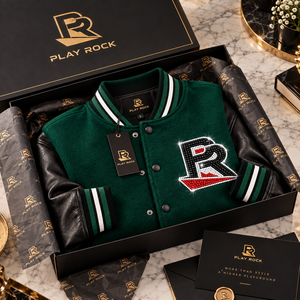 Chaqueta universitaria de animadores para hombre con 7 letras personalizadas de diamantes de imitación, estilo bomber con mangas de cuero, la mejor calidad con OEM ODM - Product Image 2