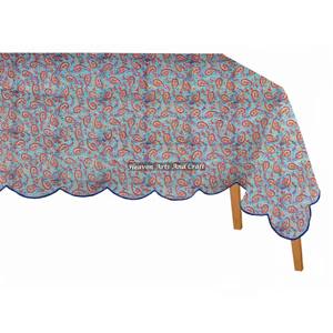 Mantel de Mesa de Algodón Lavable con Borde Festoneado para Comedor, Mantel Rectangular de Algodón con Estampado a Mano de Primera Calidad - Product Image 4
