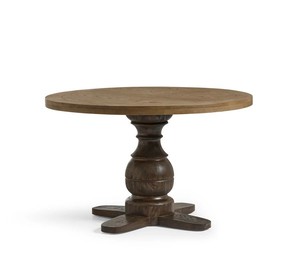 Modern Classic Solid Wood <b>Round</b> Dining <b>Table</b> with Unique Pedestal Base Dark Finish for Dining Room Restaurant Hotel Project - Product Image 1