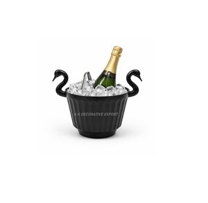 Luxury Gold Aluminum Ice Bucket Swan Handles | Decorative for <b>Wine</b> Cooler | Premium Bar Tableware for Restaurants Home 3L - Product Image 5