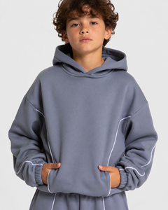 Kid Boys Pullover Hoodie Jogger <b>Set</b> Oversized Fit Kids Sweatsuit Kid Boys Casual Fleece Sportswear Custom Kids Tracksuit OEM ODM - Product Image 3