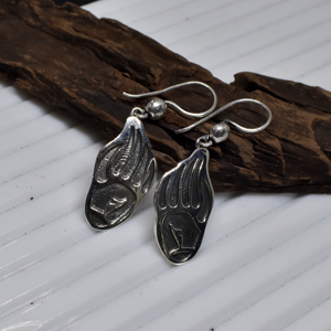 Boucles d'oreilles pendantes en argent sterling oxydé Divyansh Gems Jewellers, motif plume, faites à la main, feuille tombante, style vintage bohème, pour déclaration de style - Product Image 3