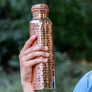 100% Pure <b>Copper</b> Eco-Friendly Outdoor Use Water <b>Bottle</b> with Hammered Finish Reusable Ayurvedic <b>Drinking</b> <b>Bottle</b> - Product Image 1