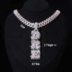 Colgante Vertical de Moissanita con Letra Personalizada, Amuletos Modernos de Plata Esterlina 925 Certificada para Unisex - Product Image 1