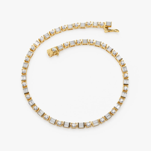 สร้อยข้อมือเพชรทรงบาแกตต์และทรงกลม 14k น้ำหนัก 5 กะรัต เพชรแล็บ ความสะอาดระดับ VSS สี F รับรองโดย IGI สำหรับเครื่องประดับผู้หญิง ดีไซน์ใหม่ล่าสุด - Product Image 3