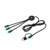 Câble de charge rapide 3-en-1 en nylon tressé, chargeur de téléphone Micro USB Type C en aluminium avec logo LED