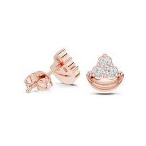Boucles d'oreilles de fiançailles en or blanc 14 carats avec diamant rond cultivé en laboratoire pour femmes |   Nouveau diamant cultivé - Product Image 6