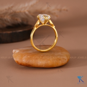 Vintage Ascher Lab Grown Diamond Engagement Ring 14K Solid Yellow Gold Double Claw Prong Art Deco Bridal Wedding Ring For Women - Product Image 3