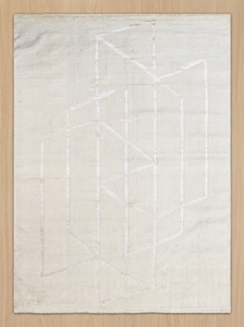 Modern Handmade Tibetan Wool <b>Rug</b> Ivory Geometric <b>Abstract</b> Thick Latex Backing Luxury Minimalist Area <b>Rug</b> for Wholesale - Product Image 2