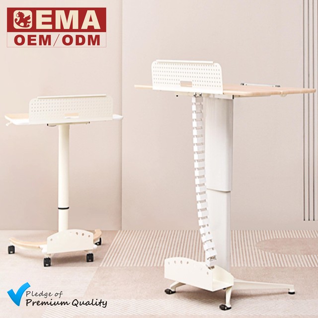 EMA Multifunctional Adjustable Mobile Standing Laptop Desk for School Teacher Office Workstation Furniture