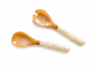 Handmade Resin Salad <b>Server</b> Set Glossy Long Handle Salad Spoon and Fork Eco Friendly Tableware for Kitchen Dining - Product Image 5
