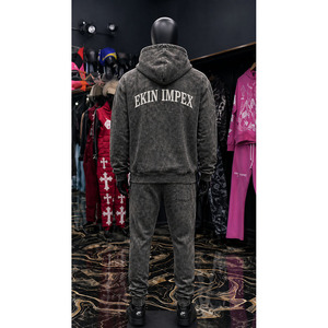 Custom Men's Heavyweight Terry 100% Cotton Embroidered Vintage Streetwear Hooded <b>Heat</b>-Transfer Print Sun Faded Acid Autumn - Product Image 2