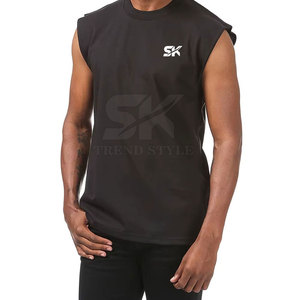 T-shirt sans manches personnalisé en tissu doux, sur mesure, durable et facile à porter, disponible en ligne, t-shirt uni sans manches - Product Image 3