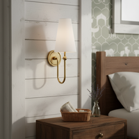 Applique Murale Classique Nordique en Laiton, 1 Lumière, Dorée, Fixation Directe, pour Salle de Bain, Chambre, Salon, Couloir, Cuisine