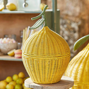 Top Selected Handmade Lemon Storage Basket Natural Rattan Woven Toy Basket Set <b>With</b> <b>Lid</b> Suitable for Nursery & Kids Room - Product Image 2