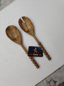 Premium Quality Set of 2 Attractive <b>Salad</b> <b>Tools</b> Wooden Resin Spoons Modern Design Dishwasher Safe for Weddings Restaurant Use - Product Image 4