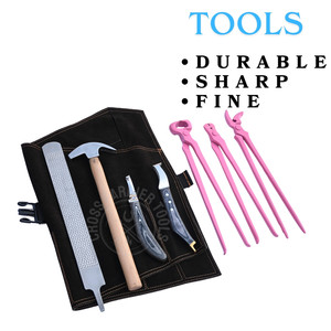 Kit de Herramientas para Herrador con Alicates para Pezuñas Recubiertos de Rosa, Clavillero, Extractor de Clavos, Martillo de Herrador, Lima de Raspado, Cuchilla para Pezuñas, Juego de Cuchillos y Estuche con Ruedas - Product Image 5