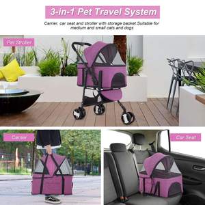 TH-PPS-476 Three Wheel Travel <b>Pet</b> <b>Stroller</b> with Spacious Cabin Lightweight Build and Ventilated Panels - Product Image 2