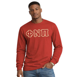 Maglietta a Maniche Lunghe con 3 Lettere Kappa Alpha Psi Phi Nu Pi, Abbigliamento per Fraternità Greca Krimson con Design Classico, Comfort e Stile Premium - Product Image 1