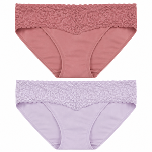 Bikini taille mi-haute pour femme, lot de 5 pièces, uni, avec dentelle, respirant, en coton et élasthanne, sans couture, blanc, vert menthe - Product Image 3