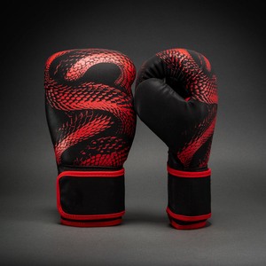 Guantes de Boxeo Ligeros de Cuero con Estampado de Dragón Rojo Glory, Unisex para Adultos, Cierre de Gancho y Bucle, Transpirables, Protección Deportiva a la Moda - Product Image 1