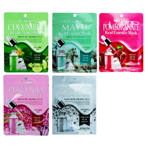 Mascarillas Faciales Coreanas Sin Aceite, 5 Tipos para Hidratar y Aclarar, con Colágeno para Efectos Calmantes - Product Image 1