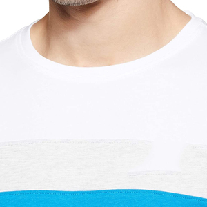T-shirt homme 100% coton respirant à col rond et manches courtes, coupe classique, couleur blanc/bleu uni, avec design personnalisé - Product Image 4