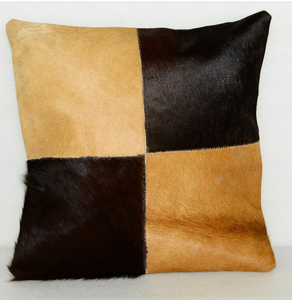 Funda de Almohada de Cuero Vacuno con Diseño de Patchwork, Cojín de Piel de Vaca Natural para Sofá y Hogar - Product Image 2