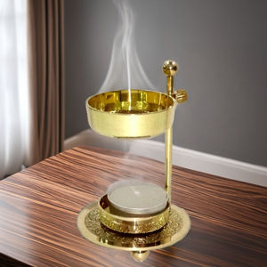Quemador de Incienso Metálico con Incienso Indio Orgánico de Larga Duración para Aceite Aromático, Vela de Té, Difusor de Aromaterapia, Decoración del Hogar - Product Image 1