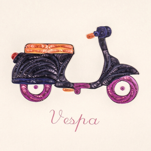 Cartes de vœux artisanales en quilling, motif Vespa Vietnam Italie, avec enveloppe, cadeau en papier artistique - Product Image 1