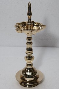 ZARA ENTERPRISES ZE740 Brass Laxmi Diya Oil <b>Lamp</b> Height Inches Approx Antique Gold Finish Industrial Design Tabletop <b>Vase</b> - Product Image 6