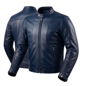 Boutique Quality Men's Long Thin Leather <b>Jacket</b> Motorbike Biker Gear Premium Leather Canvas Fabric Breathable Waterproof - Product Image 4