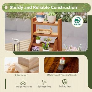 Supporto per Piante in Legno Massello per Vasi e Piante Grasse, Arredo da Giardino - Product Image 6