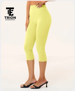 Leggings Capri de Cintura Alta para Mujer, Casuales, Azules, Elásticos, Tejidos, Pantalones de Yoga Transpirables, Suaves y Cómodos, de Spandex y Nailon Sin Costuras - Product Image 6