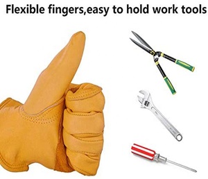Grip Leather Work Gloves Stretchable Wrist Tough Original Cowhide Lining Working Gloves Hand Safety Work Construction - Product Image 2
