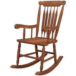 Sedia a dondolo da esterno in teak con schienale alto per patio e veranda - Costruzione robusta - Product Image 1