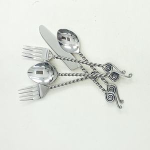 Designer Handmade Hammered Forged Handle Stainless Steel Metal Cutlery Set Silver <b>Mirror</b> Shiny Polished Tableware - Product Image 5